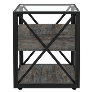 Set of 2 Modern End Tables with Drawer - Nightstand