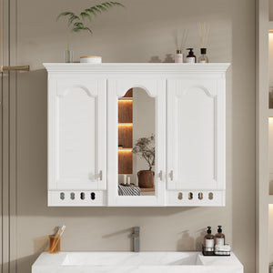 Wall Mount Mirror Cabinet With Adjustable Shelves, Soft Closing Hinges