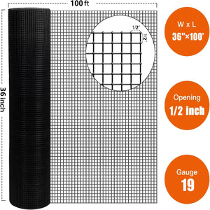 Vinyl Coated Hardware Cloth, For Poultry Netting And Home Improvement - Black