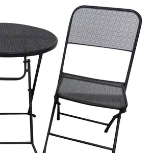Four Seasons Courtyard Padova Foldable 3 Piece Steel Bistro Dining Set, Black