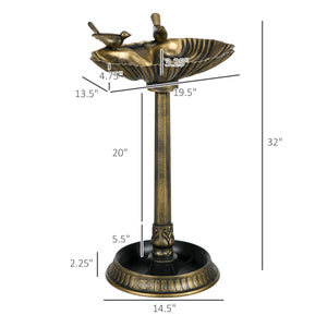Antique Bird Bath with Pedestal Planter Base - Bronze Finish