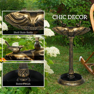 Antique Bird Bath with Pedestal Planter Base - Bronze Finish