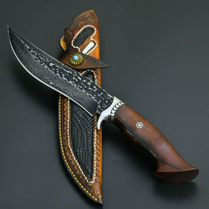 Aphrodite Japanese Hunting Utility Knife with Exotic Sandalwood Handle - TRAPSKI