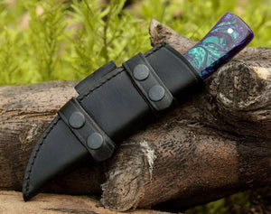 Arcane Handmade Damascus Hunting Knife with Resin Handle - TRAPSKI