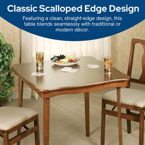 MECO Stakmore Scalloped Edge Compact Traditional Folding Card Table, Cherry