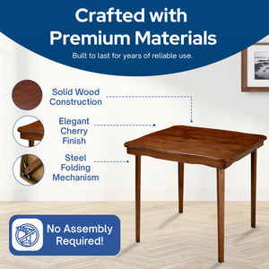 MECO Stakmore Scalloped Edge Compact Traditional Folding Card Table, Cherry