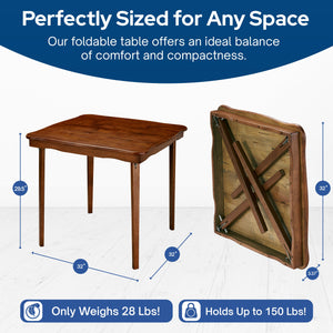 MECO Stakmore Scalloped Edge Compact Traditional Folding Card Table, Cherry