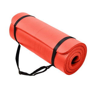 BalanceFrom Fitness GoCloud 1" Extra Thick Exercise Mat w/Carrying Strap, Red