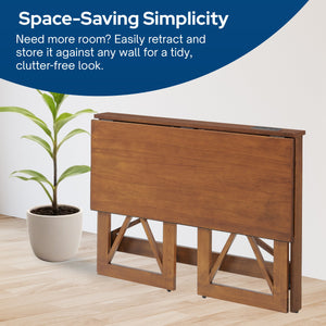 MECO Stakmore Stylish Versatile Folding Desk with Built In Outlets, Fruitwood