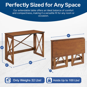 MECO Stakmore Stylish Versatile Folding Desk with Built In Outlets, Fruitwood