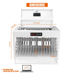 16 Bay Charging Cabinet with Locking Storage - White or Black