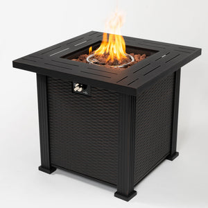 28" Propane Gas Fire Pit Table with 50000 BTU Heat Output - Black Steel