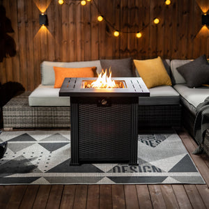 28" Propane Gas Fire Pit Table with 50000 BTU Heat Output - Black Steel