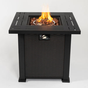 28" Propane Gas Fire Pit Table with 50000 BTU Heat Output - Black Steel