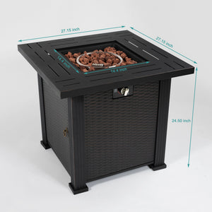 28" Propane Gas Fire Pit Table with 50000 BTU Heat Output - Black Steel