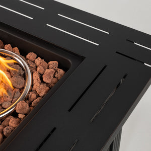 28" Propane Gas Fire Pit Table with 50000 BTU Heat Output - Black Steel