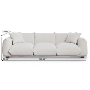 Kely Modern 100'' Cream Boucle Upholstered Sofa with Solid Wood Frame - Cream