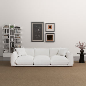 Kely Modern 100'' Cream Boucle Upholstered Sofa with Solid Wood Frame - Cream