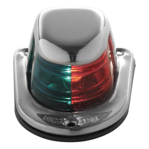 Attwood 1-Mile Deck Mount, Bi-Color Red/Green Combo Sidelight - 12V - Stainless Steel Housing - TRAPSKI