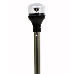Attwood LightArmor All-Around Light - 20" Aluminum Pole - Black Vertical Composite Base w/Adapter - TRAPSKI