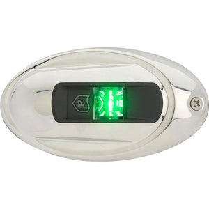 Attwood LightArmor Vertical Surface Mount Navigation Light - Oval - Starboard (green) - Stainless Steel - 2NM - TRAPSKI