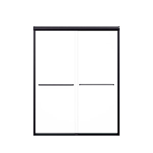 Modern Semi Frameless Double Sliding Shower Door with Tempered Glass - Pearl Silver or Black