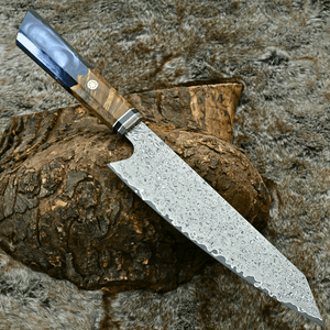 Aurora Japanese Chef Knife with Olive Burl Wood & Resin Composite Handle - TRAPSKI
