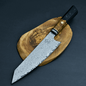 Aurora Japanese Chef Knife with Olive Burl Wood & Resin Composite Handle - TRAPSKI