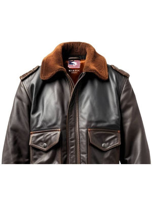 Aviator Men Flight Bomber Leather Jacket