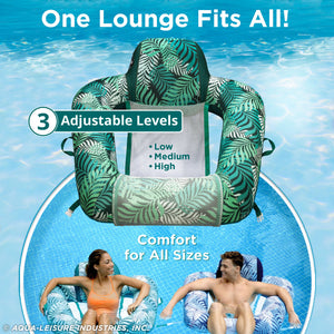 Aqua Zero Gravity Inflatable Pool Chair Lounge Float with Hand Pump, Teal Fern