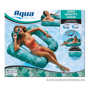 Aqua Zero Gravity Inflatable Pool Chair Lounge Float with Hand Pump, Teal Fern
