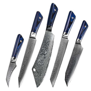 Azure Japanese VG10 Damascus Chef Knife Set with G10 Handle and Sheath - TRAPSKI