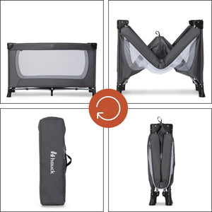 hauck Dream N Play Plus Travel Pack Cot, Babies & Toddlers up to 33 Pounds, Grey