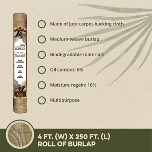 DeWitt 4 x 250 Foot 5.5 Ounce Natural Gardening Landscape Burlap Fabric Roll