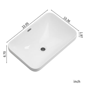 Undermount Bathroom Sink, Vessel Basin For Vanity Countertop - Milk White