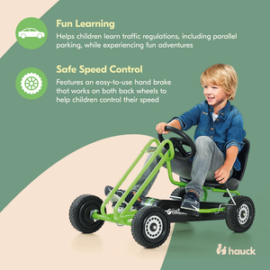 hauck Ergonomic Pedal Ride On Go Kart Toys for Boys and Girls Ages 4 to 8, Green