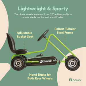 hauck Ergonomic Pedal Ride On Go Kart Toys for Boys and Girls Ages 4 to 8, Green