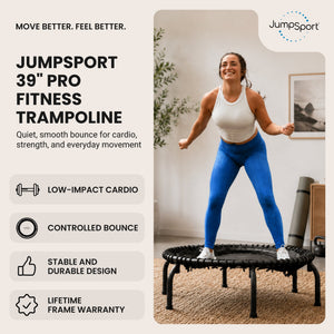 JumpSport 350 PRO Indoor Lightweight 39" Round Fitness Trampoline with 4 Videos