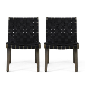 Lounge Chair With Stunning Rope Weave Design, Set of 2 - Black