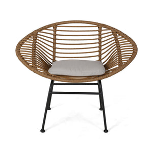 Cordella Outdoor Woven Wicker Chairs with Cushions, Set of 2