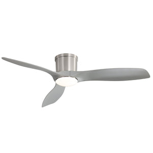 Flush Mount Ceiling Fan With Dimmable LED Light, 3 Blades, Reversible DC Motor