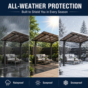 8x5ft Galvanized Steel Carport with Sloped PC Roof