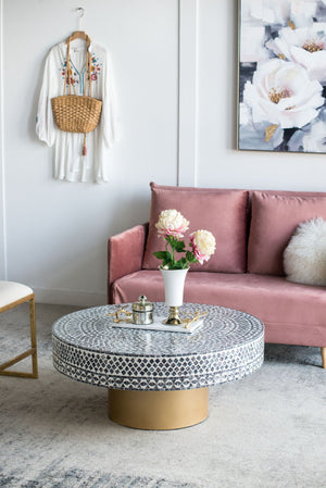 Unique Capiz Coffee Table & Pedestal Base