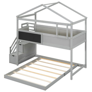 House Style Bunk Bed With Storage Staircase And board
