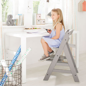 hauck Alpha+ Grow Along Adjustable Wooden Baby High Chair Seat, Beechwood, Grey