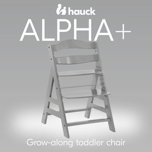 hauck Alpha+ Grow Along Adjustable Wooden Baby High Chair Seat, Beechwood, Grey