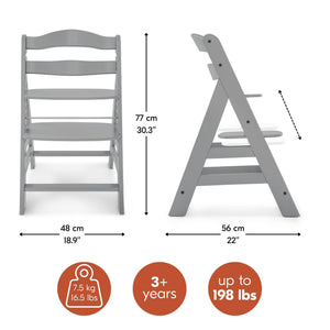 hauck Alpha+ Grow Along Adjustable Wooden Baby High Chair Seat, Beechwood, Grey