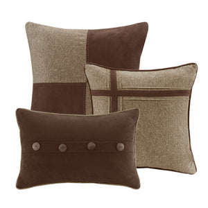 7 Piece Faux Suede Comforter Set Brown King