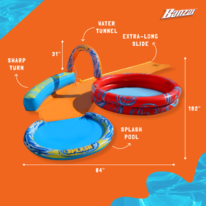 Banzai Cyclone Splash Park Inflatable with Sprinkling Slide and Water Aqua Pool