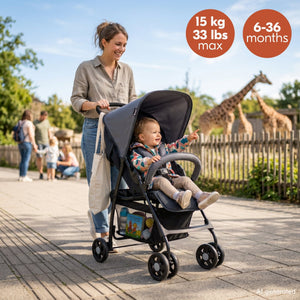 hauck Sport T13 Lightweight Compact Foldable Stroller Pushchair, Charcoal Stone